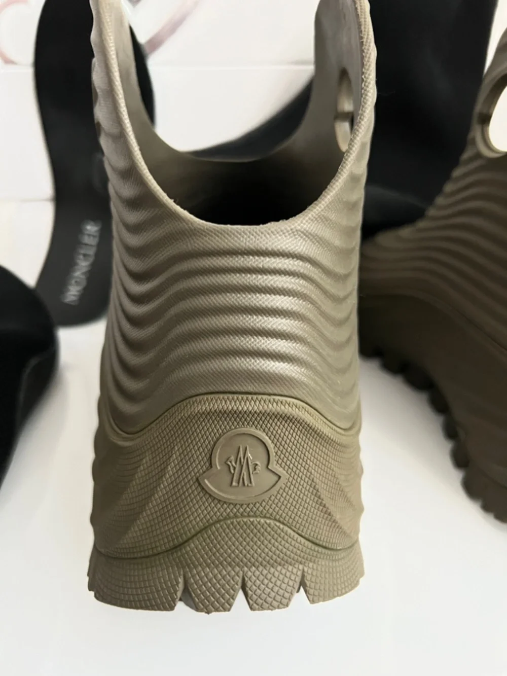 Moncler Boots Rain High Top Rubber Sole Padded Collar Slip On Logo Size 43 US 10